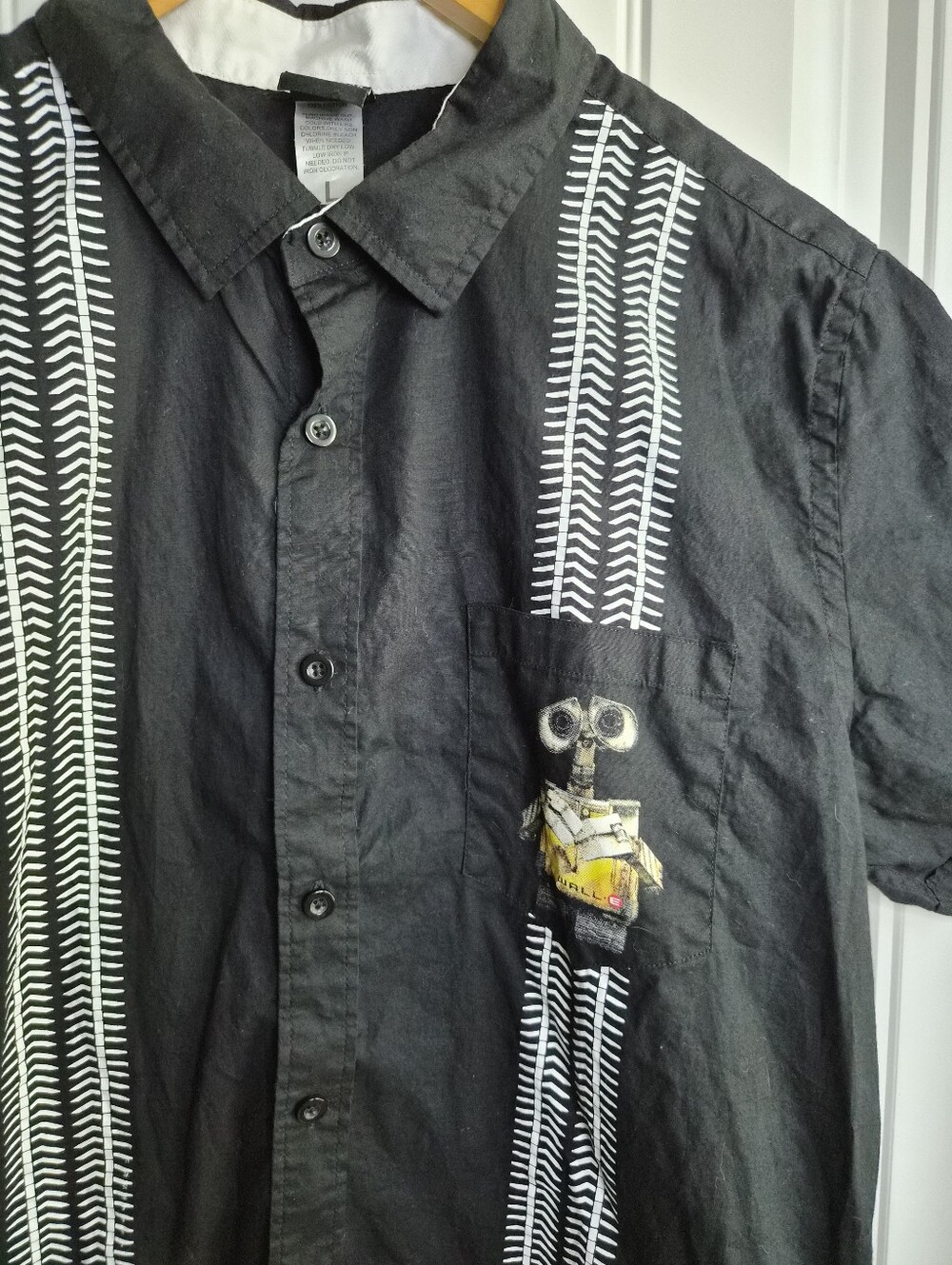 Disney Pixar Wall-E Retro Bowling Shirt L Cyberpunk Waste-Pop Dapper Geek Chic